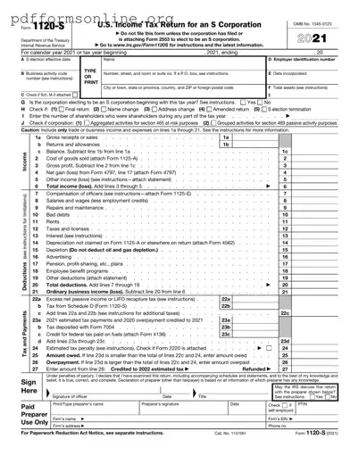 IRS 1120-S Template