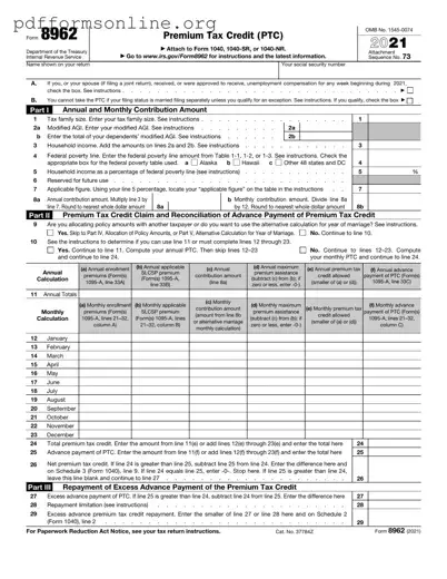 IRS 8962 Template