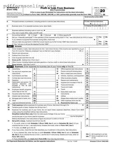 IRS Schedule C 1040 Template