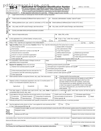 IRS SS-4 Template