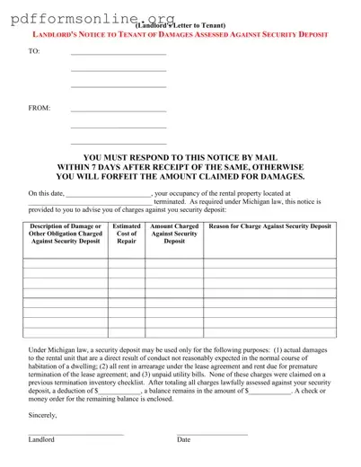 Landlord Damages Letter Template