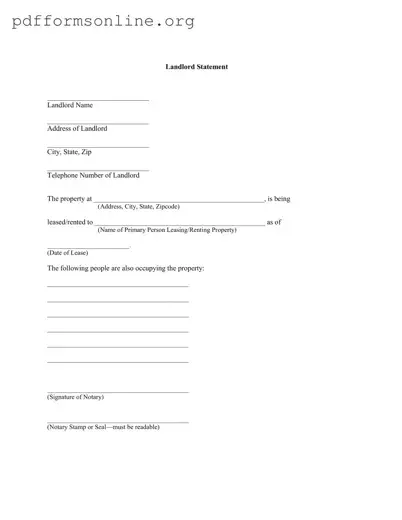 Landlord Statement Template