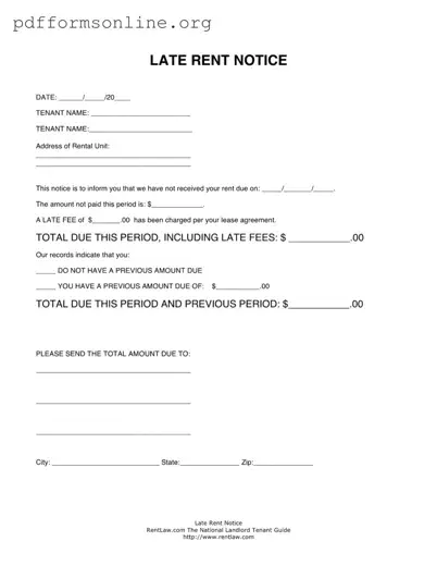 Late Rent Letter Template