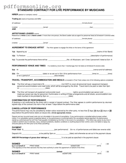 Live Performance Contract Template