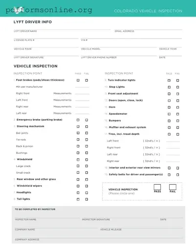 Lyft Inspection Template
