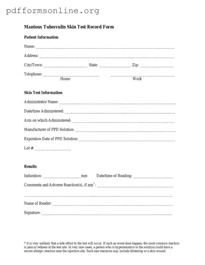 Mantoux Test Report Format Template