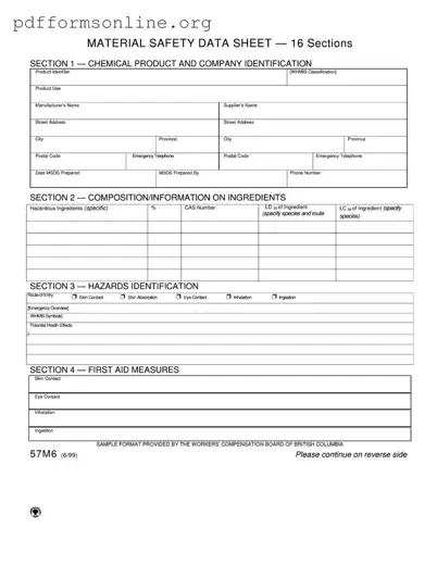 Material Safety Sheet Template