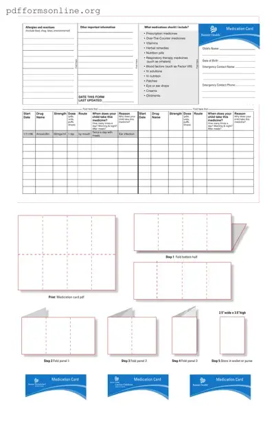 Medication List For Wallet Template