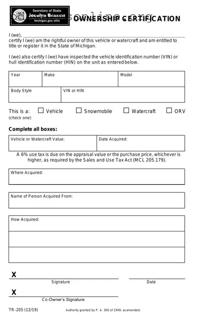 Michigan Tr 205 Template