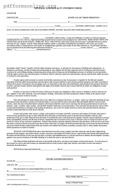 Mineral Deed Template