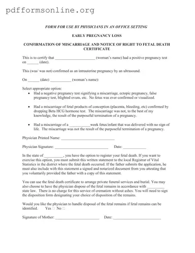 Miscarriage Discharge Paper Template