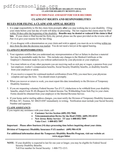 Nj Temporary Disability Template