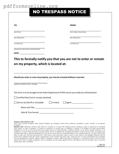 No Trespassing Letter Template