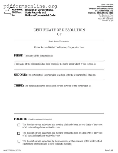 Ny Dissolution Certificate Template