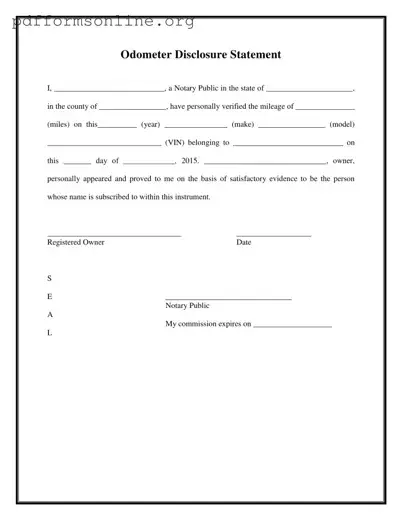 Notarized Odometer Statement Template