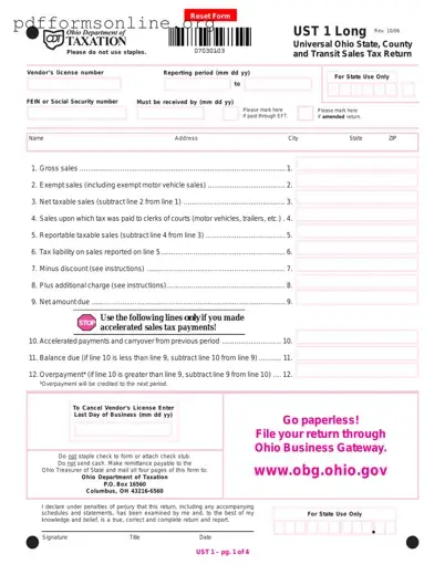 Ohio Sales Tax Ust 1 Template