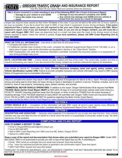 Oregon Dmv Accident Report Template