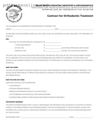 Orthodontics Contract Template