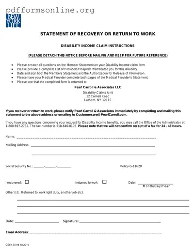 Pearl Carroll Disability Claim Template