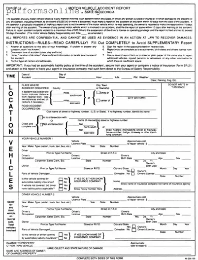 Personal Accident Report Sr 13 Ga Template