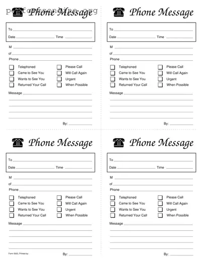 Phone Message Slips Template