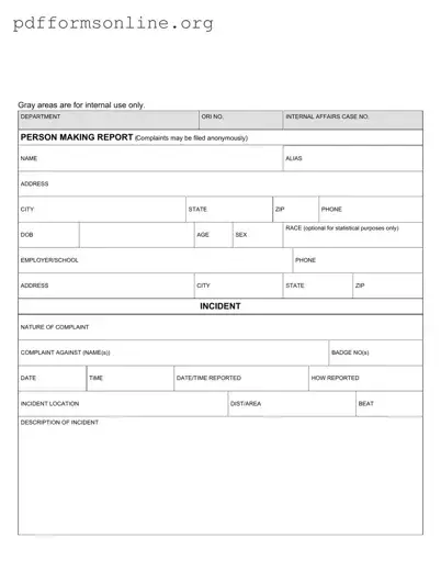 Police Report Template