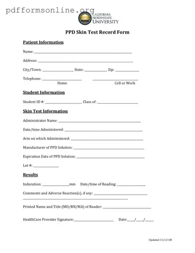 Ppd Skin Test Template