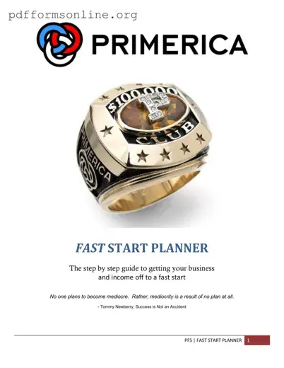 Primerica Fast Start Planner Template
