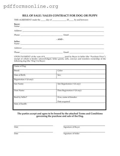 Puppy Contract Template