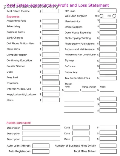 Real Estate Agent Profit Template