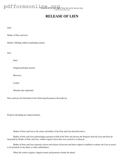 Release Of Lien Texas Template