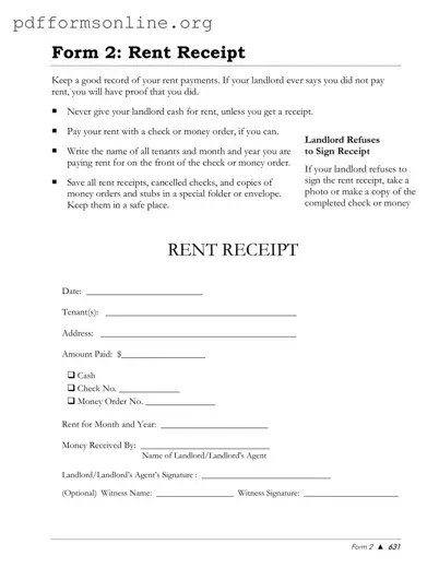 Rental Receipt Template