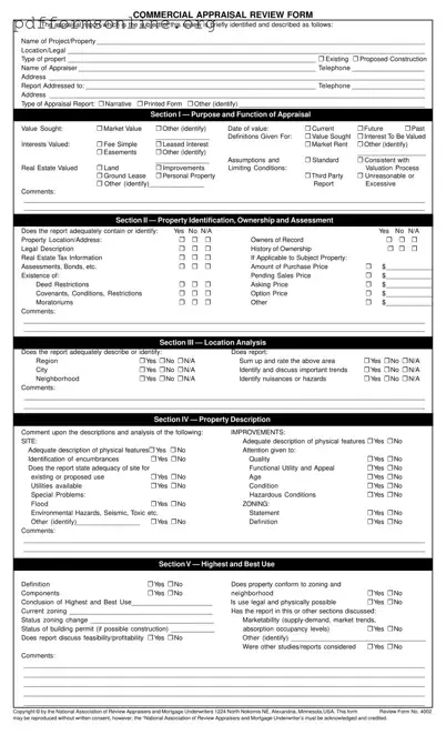Review Commercial Appraisal Template
