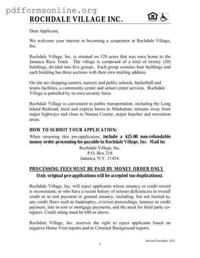 Rochdale village application Template
