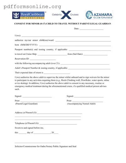 Royal Caribbean Parental Consent Template
