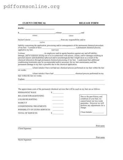 Salon Chemical Waiver Template