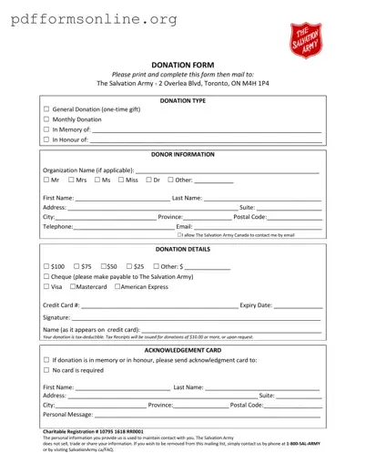 Salvation Army Tax Receipt Template
