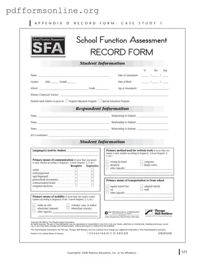 School Function Assessment Template