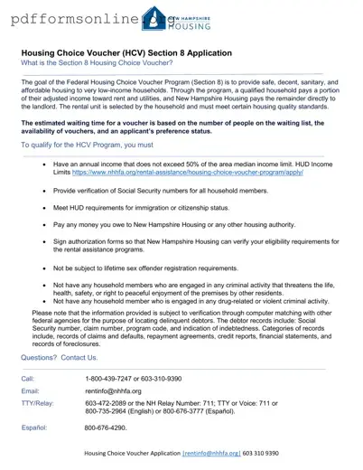 Section 8 Application Template