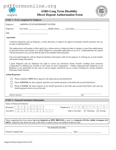 Sedgwick Direct Deposit Template