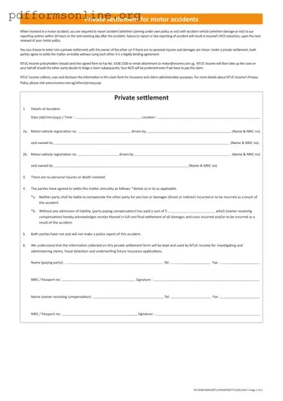 Settlement Motor Accident Template