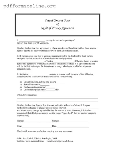 Sex Contract Template