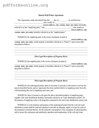 Shared Well Agreement Template