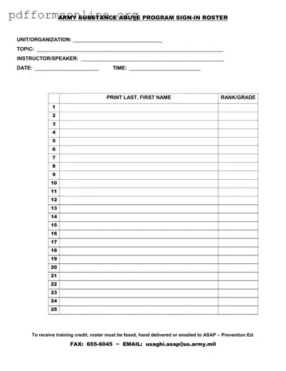 Sign In Roster Template