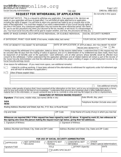 Social Security Ssa 521 Template