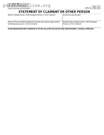 SSA SSA-795 Template