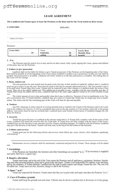 Blumberg Lease Agreement Template