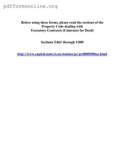 Texas Contract For Deed Template