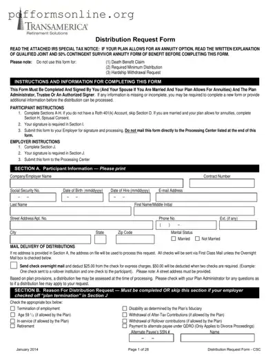 Transamerica 401K Withdrawal Template