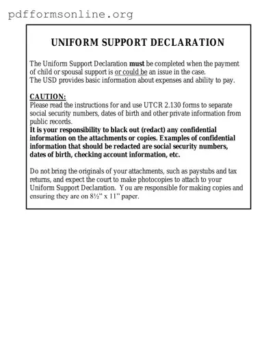 Uniform Support Declaration Template